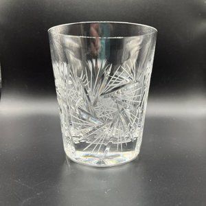 Violetta Cut Etched Crystal Star Pinwheel Whirling Tumbler Cocktail Glass‎